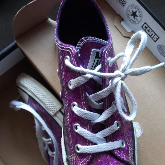 Kids Purple Sparkle Converse - Picture 4 of 6